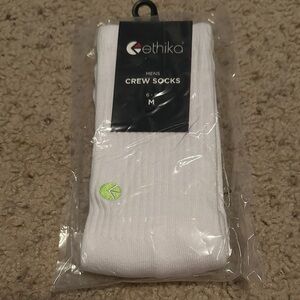 Ethika Men's White Crew Socks with Neon Accent